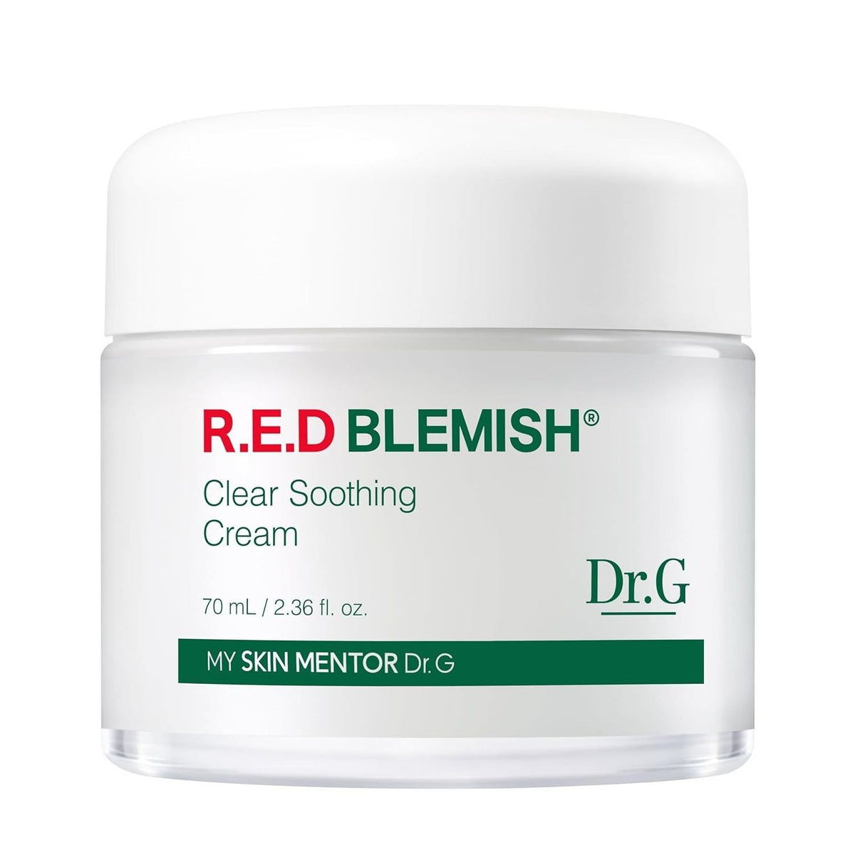 Dr.G Red Blemish Clear Cream in a sleek jar, 70 mL, trusted by CuratCart for effective skincare solutions.
