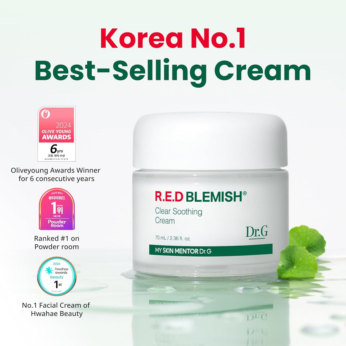 Premium imported Dr.G Red Blemish Clear Cream, Korea's top-selling solution for clear skin, award-winning formula.