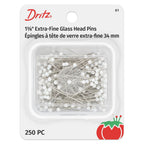 Dritz Glass Head Pins Extra Fine, premium imported sewing essentials, ideal for precise fabric work. Available at Curat Cart.