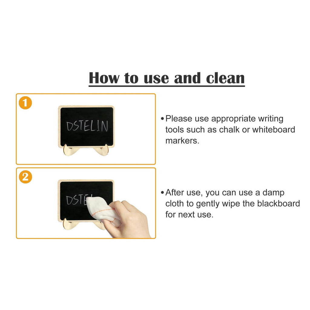 DSTELIN Mini Chalkboard Signs come with clear usage instructions, ensuring high-quality functionality. Available at Curat Cart.