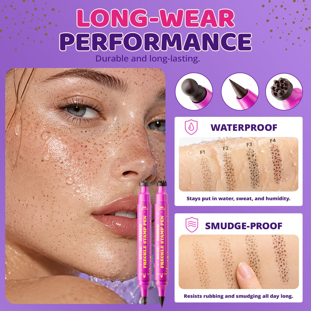 Explore the Dual-Ended Freckle Stamp Pen for natural-looking freckles. Waterproof and smudge-proof for all-day wear.