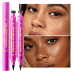 Authentic dual-ended freckle stamp pen with sponge tips for achieving natural-looking freckles effortlessly.