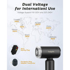 Compact dual voltage travel hair dryer with global plug adapters, ideal for international use, imported quality.