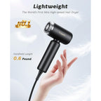 Experience lightweight styling with the world's first mini high-speed hair dryer, weighing only 0.6 pounds for ultimate travel convenience.