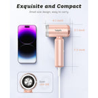 Lightweight and compact dual voltage travel hair dryer, measuring 4.1 x 2.1 x 7.3 inches, perfect for on-the-go use.