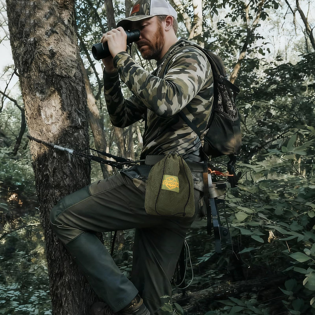Premium imported dump pouch for saddle hunting, designed for easy access and convenience. Available at Curat Cart.