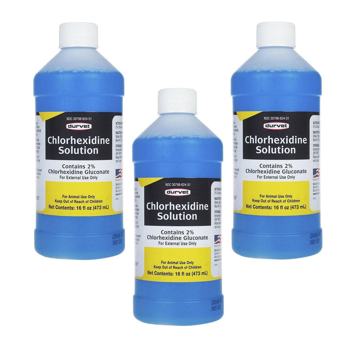 Durvet Chlorhexidine Solution is a premium imported antiseptic for animal care, available at Curat Cart for effective external use.