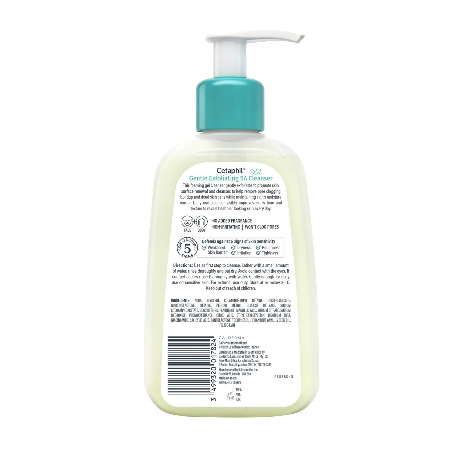 Cetaphil SA Gentle Exfoliating Face Wash, Salicylic Acid Cleanser, 8 fl oz | Foaming Face Wash, Salicylic Acid, Acne-Prone And Sensitive Skin, All Skin Types, Dermatologist Recommended, 8 Fl Oz Pump