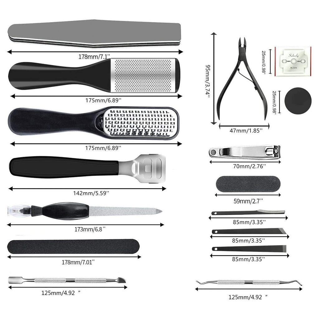36 in 1 Pedicure Kit, Stainless Steel Foot Care Kit with Foot File | Professional pedicure kit with foot file, foot rasp, callus remover, nail clipper and cuticle pusher for home spa care.