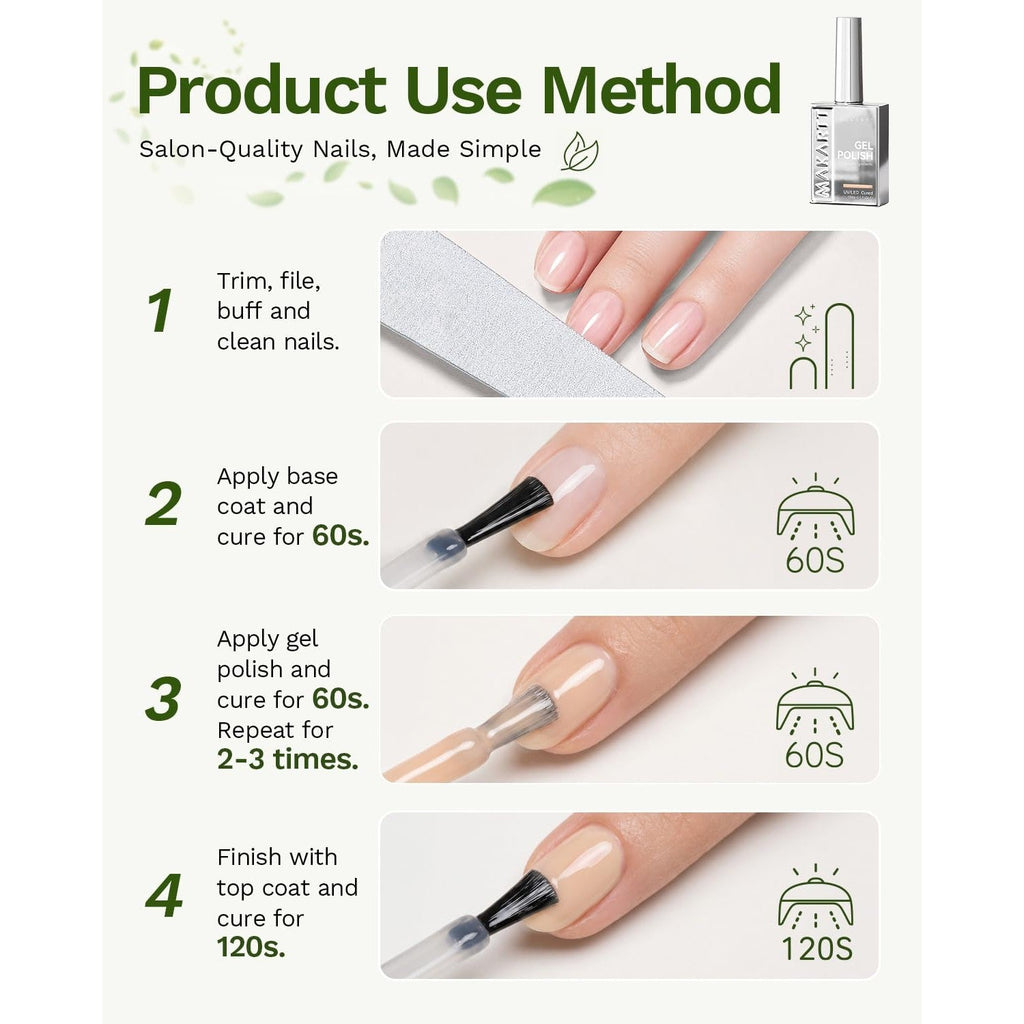 Makartt Milky Pink Gel Nail Polish, 15ML available for order. Achieve salon-quality nails with easy application steps.