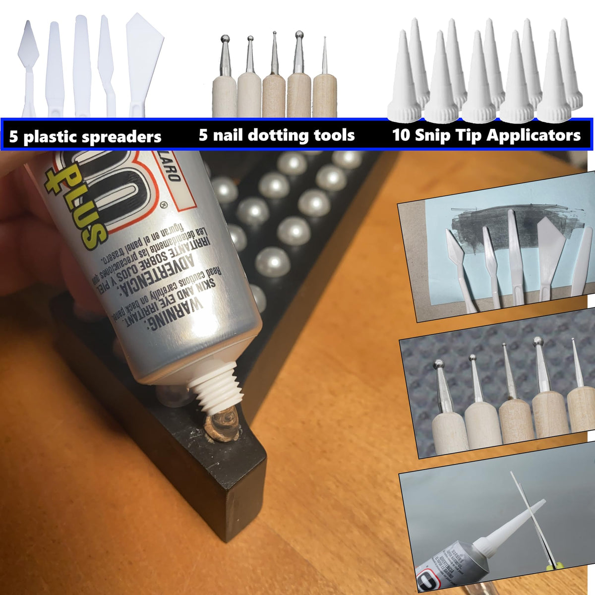 E6000 Plus Adhesive Bundle with tools for precise application, 100% Authentic and available in India at Curat Cart.