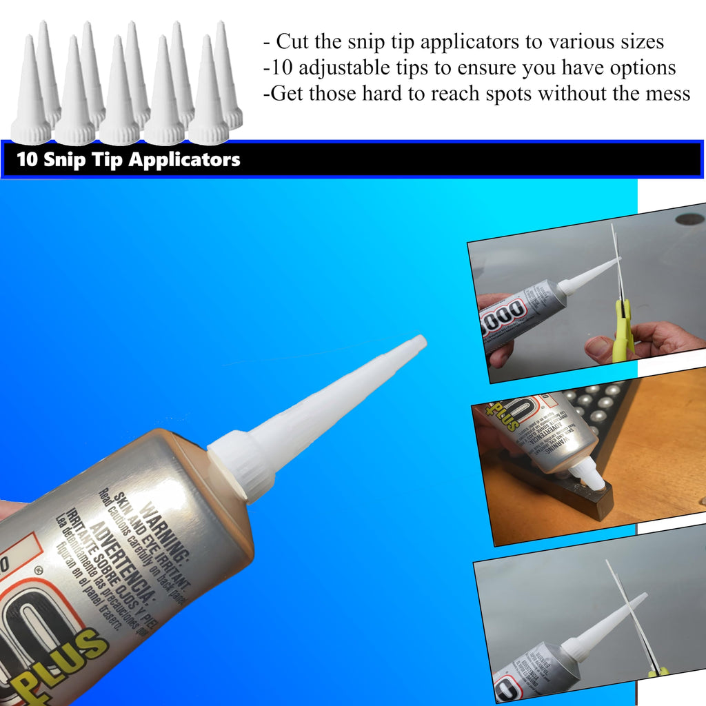 E6000 Plus Adhesive Bundle with 10 adjustable snip tip applicators, perfect for precise application. Upgrade your crafting at Curat Cart.
