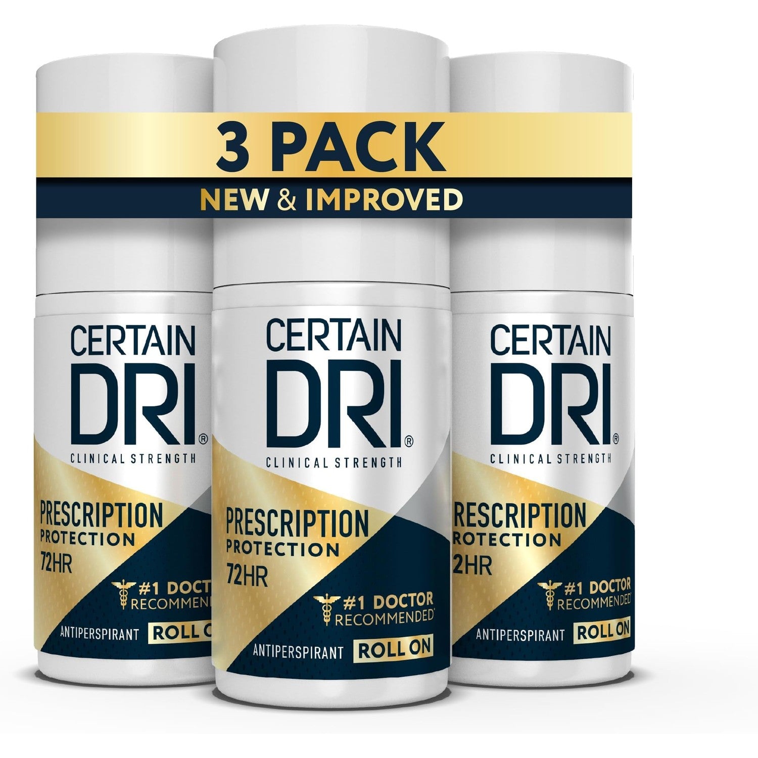 Certain Dri Prescription Strength Clinical Antiperspirant Roll-On, 1.2 oz | 72-Hour Sweat & Odor Protection for Excessive Sweating & Hyperhidrosis, 15% Aluminum Chloride, Fragrance-Free