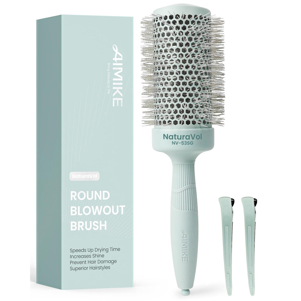 AIMIKE NaturaVol Small Round Brush for Blow Drying Short Hair and Bangs | 1.3"Barrel (2.1" with Bristles), Nano Thermal Ceramic Tech for Blow Out, Round Hair Brush for Smooth & Curl Styling At Home