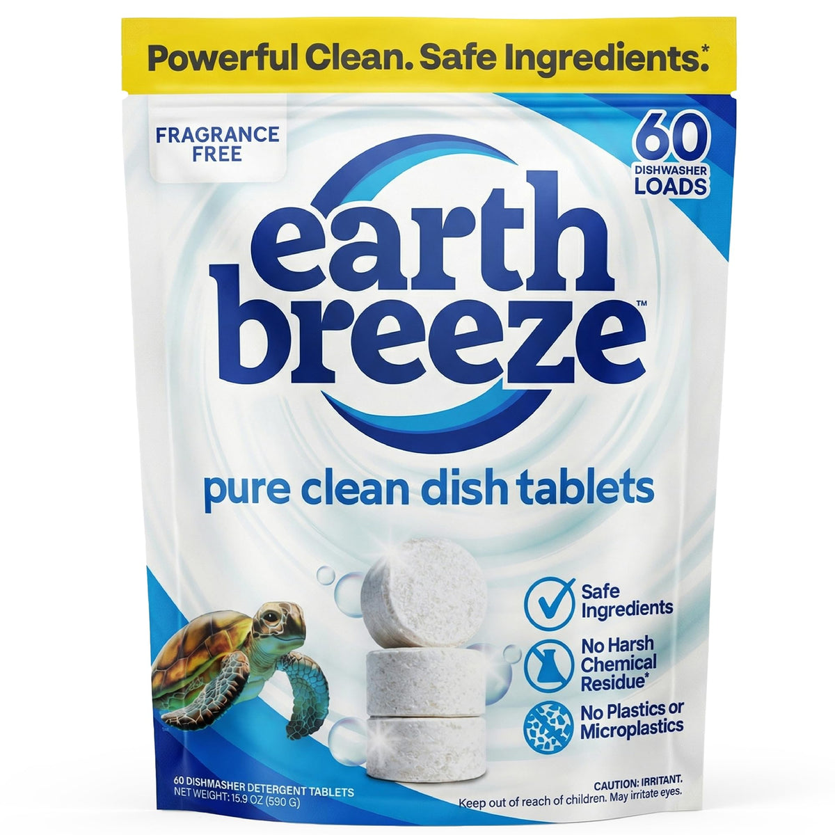Earth Breeze Dishwasher Detergent tablets offer a premium imported clean with safe ingredients, available at Curat Cart.
