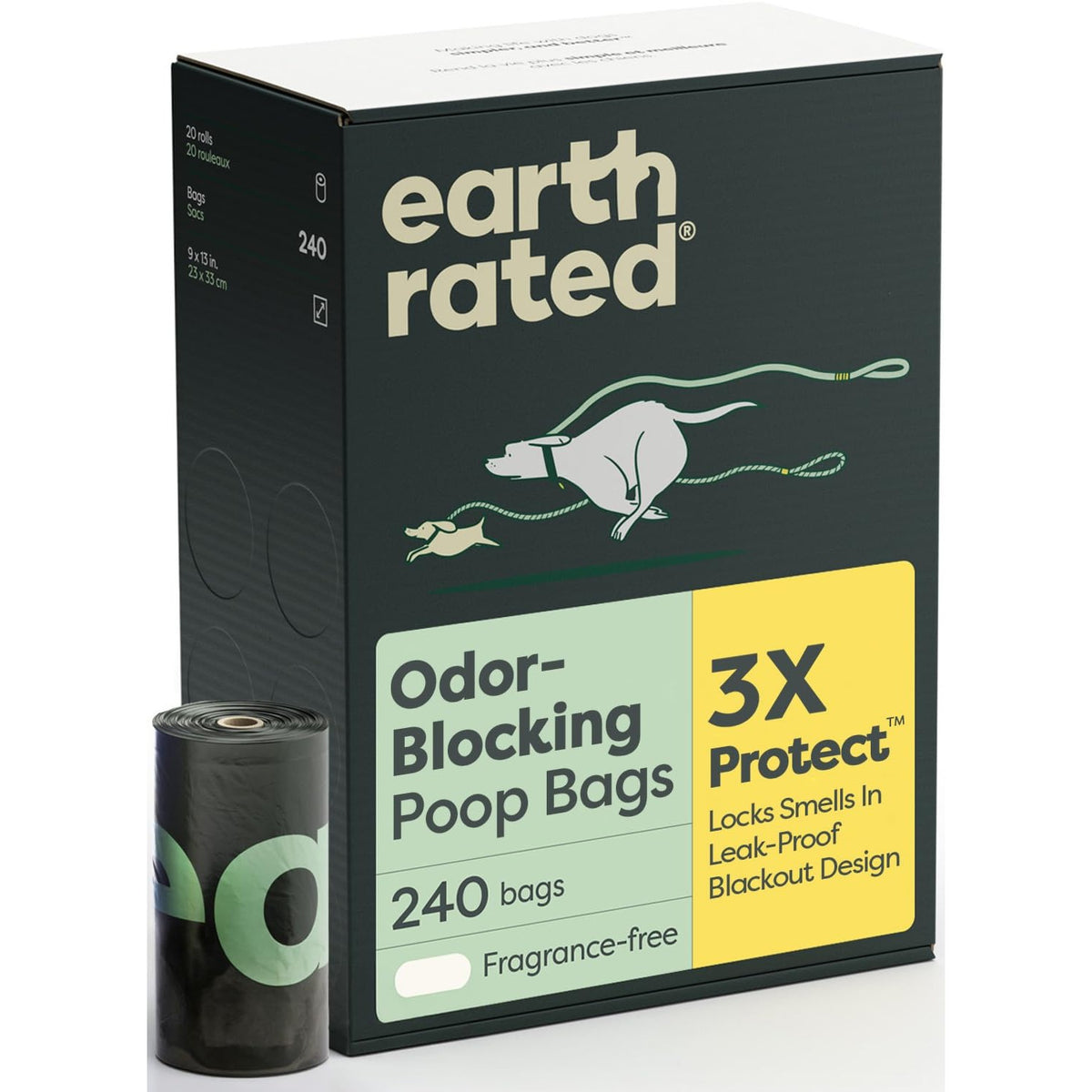 Discover Earth Rated Dog Poop Bags, specially curated by Curat Cart, featuring odor-blocking, leak-proof design for hassle-free cleanups.
