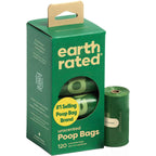 Earth Rated Dog Poop Bags offer 120 unscented bags, perfect for daily use. Available at Curat Cart for your convenience.