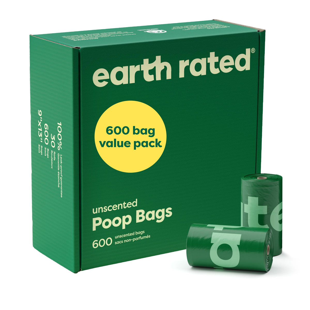 Earth Rated Dog Poop Bags in a 600-count value pack, perfect for daily use. Shop now at Curat Cart for eco-friendly solutions.