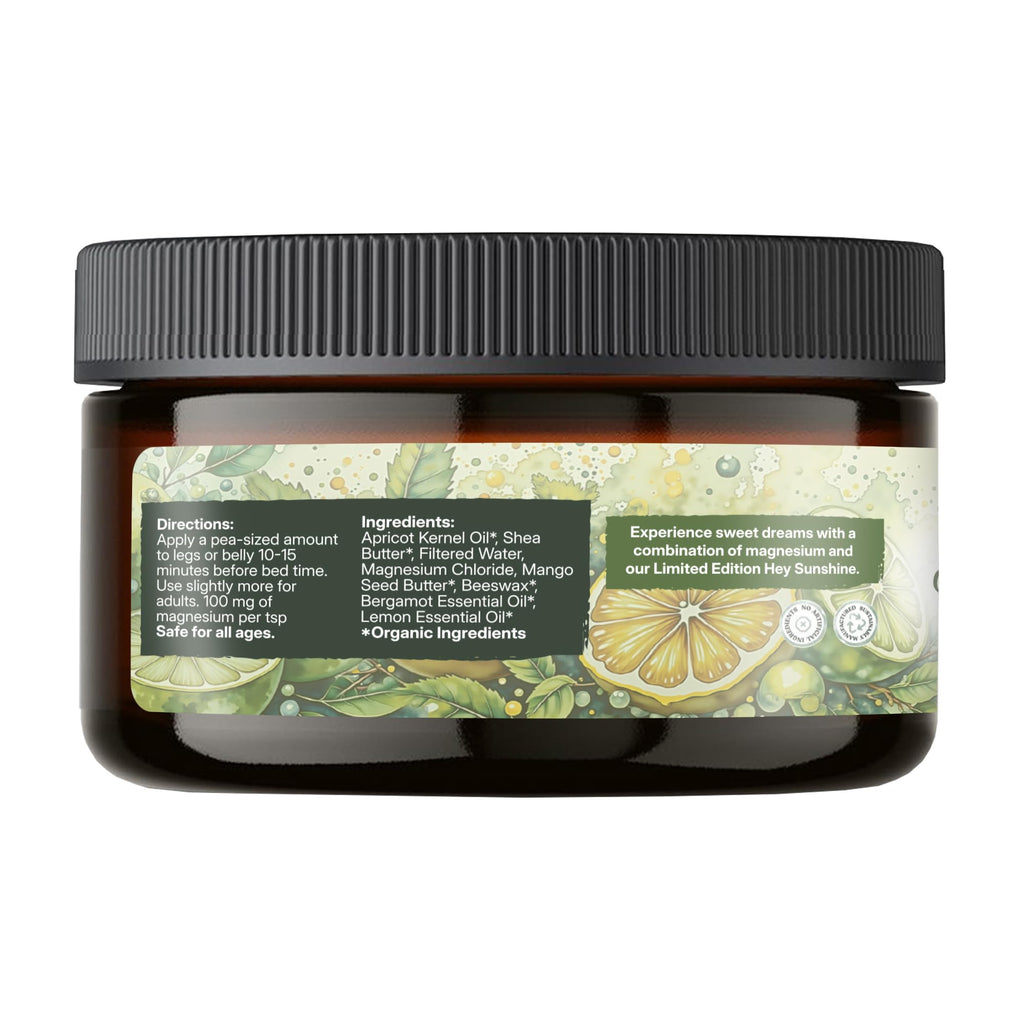 Earthley Wellness Magnesium Lotion in a jar, featuring natural ingredients for relaxation. Experience soothing benefits from imported organic components.