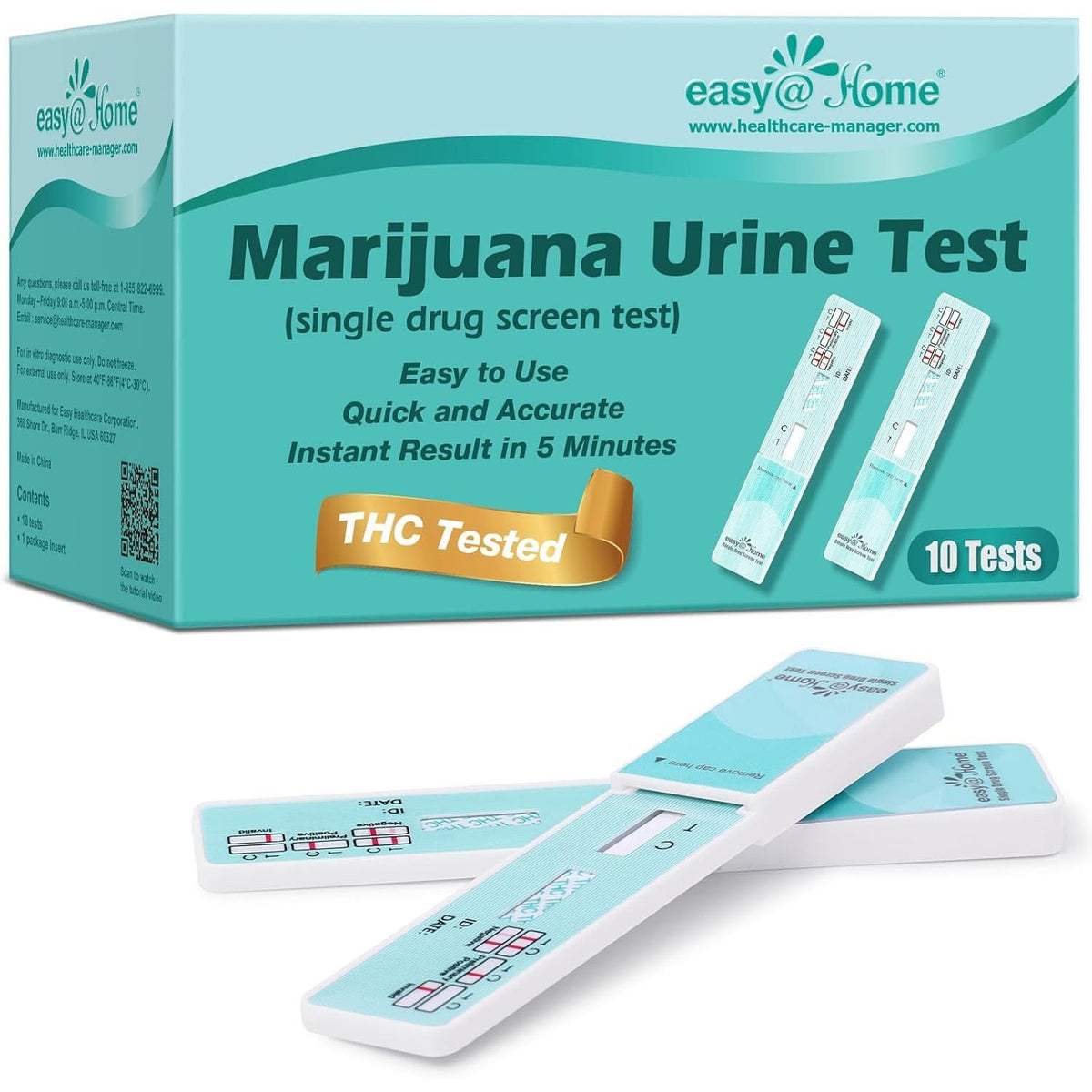 Authentic Easy@Home Marijuana Drug Test Kit offers 10 accurate tests, delivering instant results in just 5 minutes.
