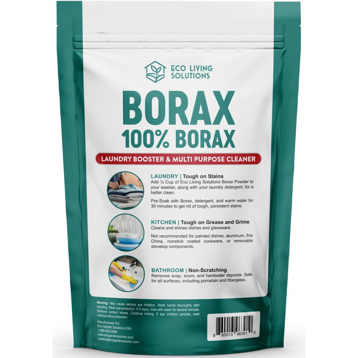 Eco Living Solutions Borax Powder is a 100% authentic laundry booster and multi-purpose cleaner, available in India at Curat Cart.