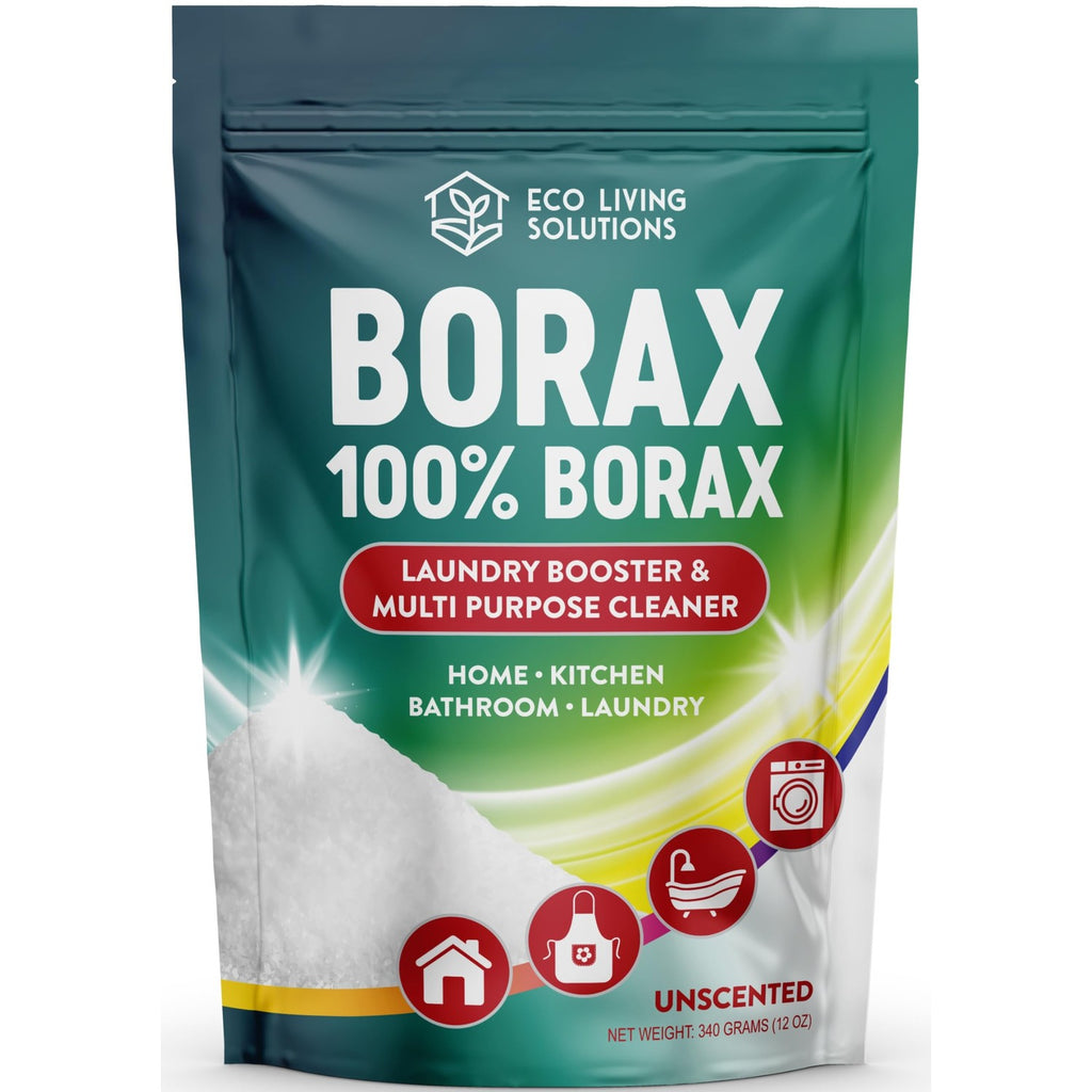 Eco Living Solutions Borax Powder, a premium import for laundry and multi-purpose cleaning, available at Curat Cart.