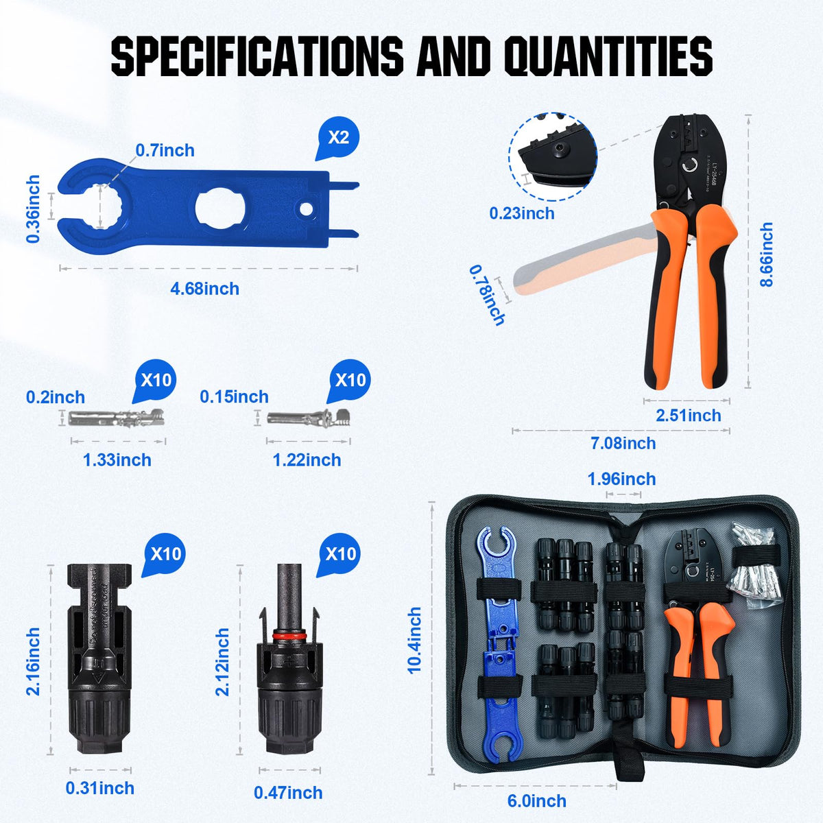 Upgrade your solar projects with the ECO-WORTHY Solar Crimper Tool Kit, featuring essential specifications for optimal performance. Available at Curat Cart.