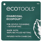 Ecotools Charcoal EcoPouf, made with 100% recycled netting. Perfect for gentle cleansing and detoxifying. Verified by CuratCart.