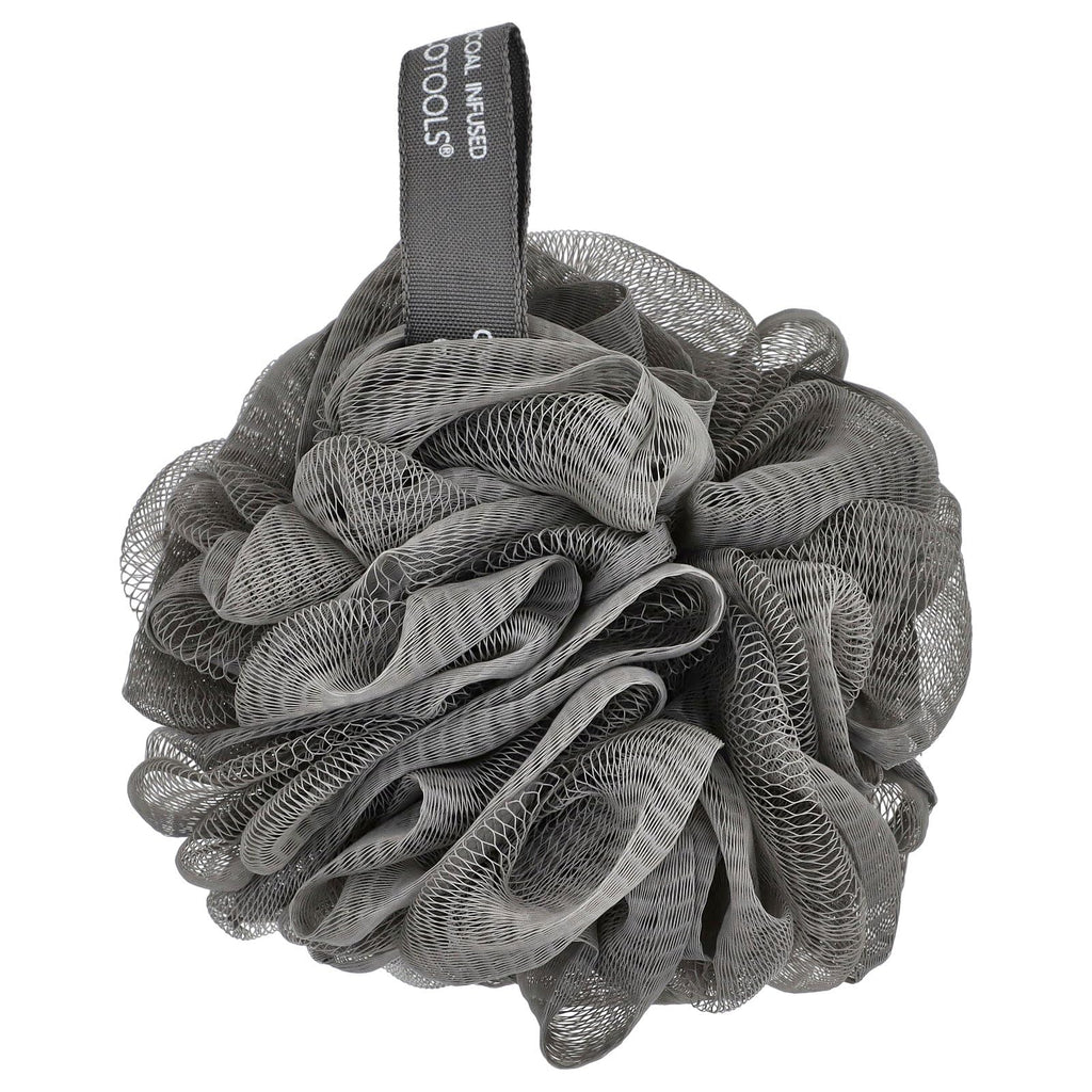 Authentic Ecotools Delicate EcoPouf in charcoal color, featuring a soft, textured design for a gentle cleanse.