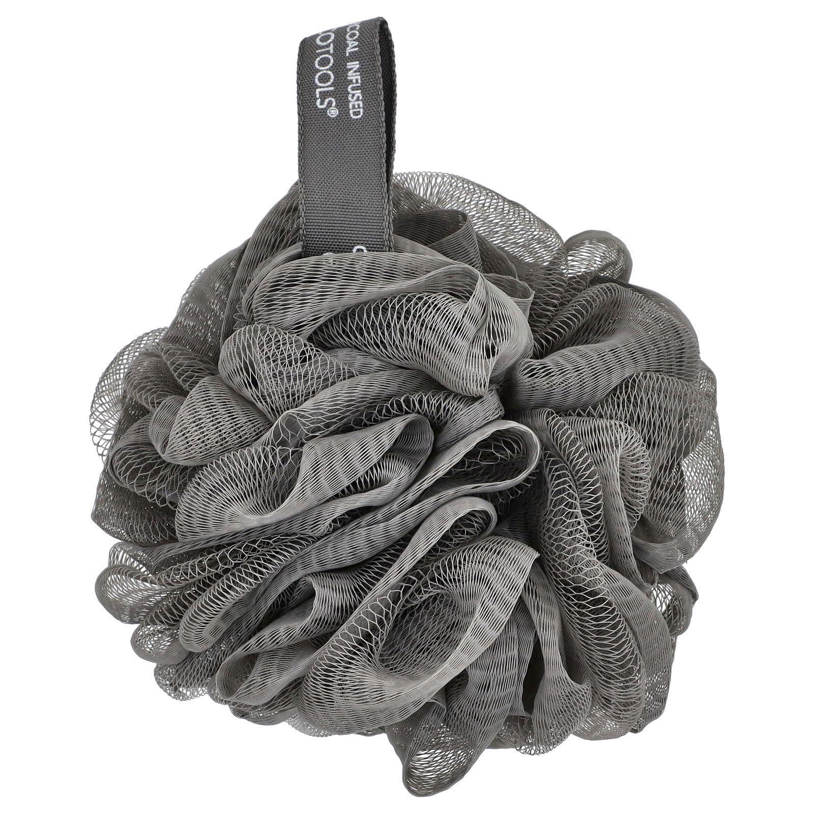 Authentic Ecotools Delicate EcoPouf in charcoal color, featuring a soft, textured design for a gentle cleanse.