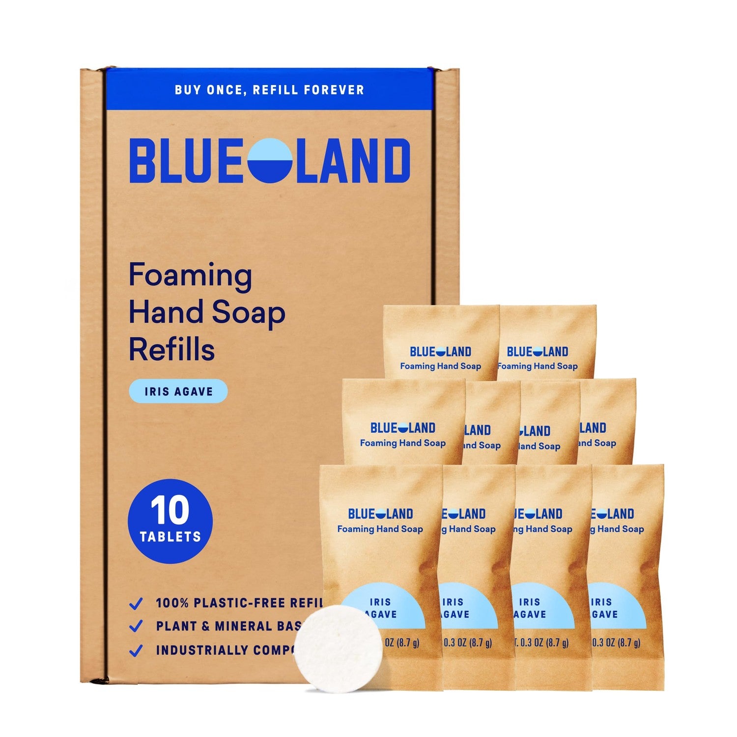BLUELAND Foaming Hand Soap Refill Tablets, 4-Pack, Variety Scents | 100% Plastic-Free Tablet, Plant & Mineral-Based, Hypoallergenic, EPA Safer Choice, Safe for Sensitive Skin
