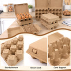 High-quality cardboard egg cartons with secure lock and sturdy bottom for safe storage, available at Curat Cart.