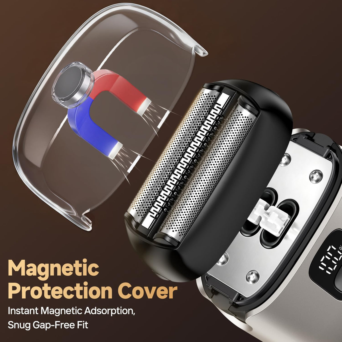 Discover the Electric Foil Shaver for Men featuring a high-quality finish and magnetic protection cover, available at Curat Cart.