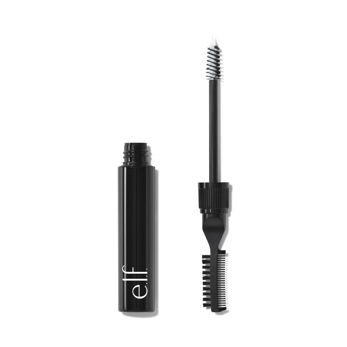 100% Genuine e.l.f. Brow Laminating Gel, featuring a sleek black tube and dual-ended applicator brush for perfect brows.
