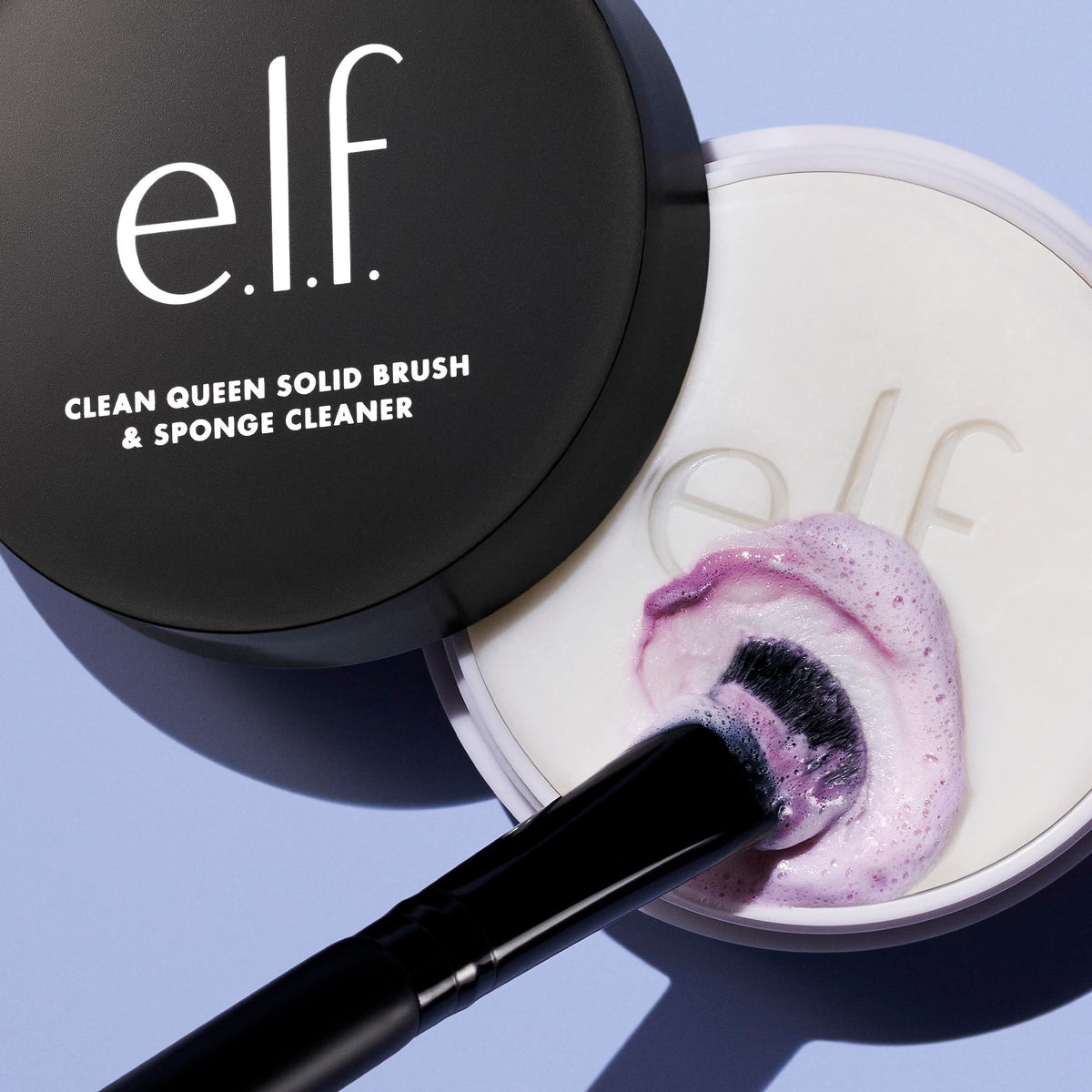 e.l.f. Clean Queen Brush Cleaner with foam, perfect for maintaining makeup tools. Verified by CuratCart for quality assurance.