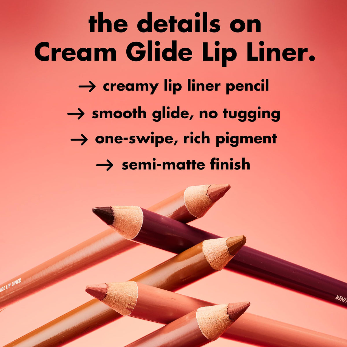 e.l.f. Cream Glide Lip Liner features smooth application, rich pigment, and a semi-matte finish. A global favorite!