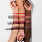 Swatch of e.l.f. Cream Glide Lip Liner in Highly-Pig with various shades on models' arms for color comparison. Verified by CuratCart.