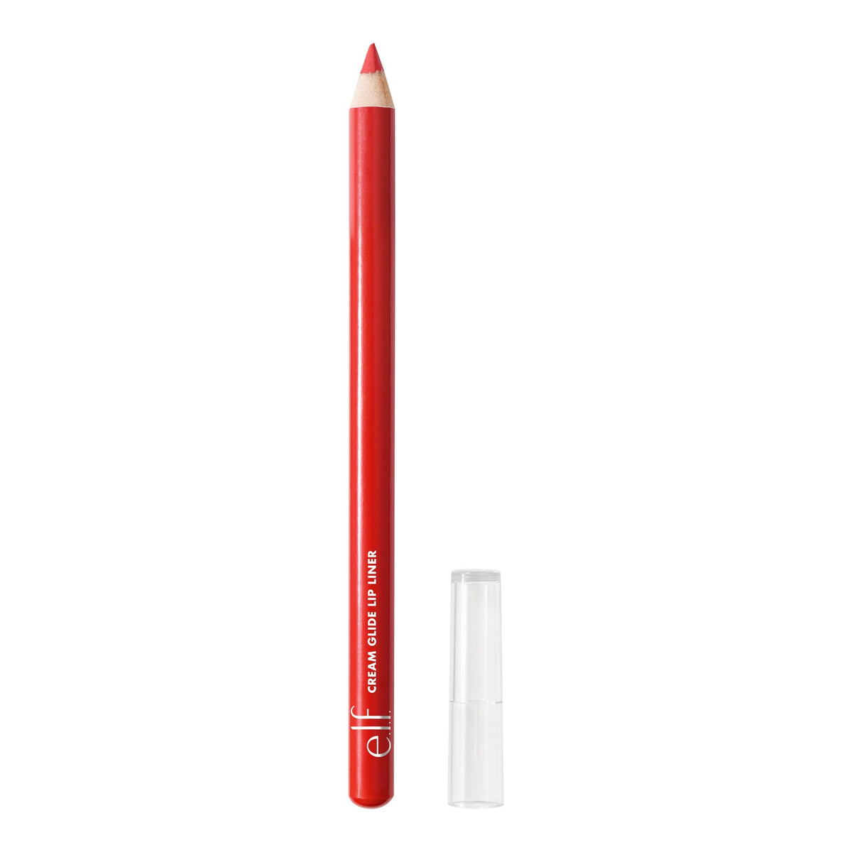 e.l.f. Cream Glide Lip Liner in Highly-Pig is a sleek red pencil, perfect for defining lips with a creamy texture.