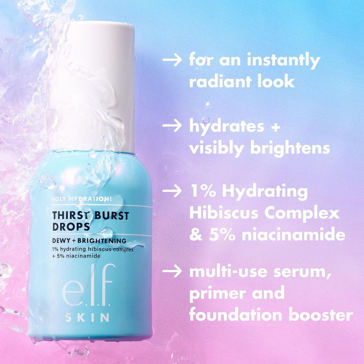 Discover e.l.f. SKIN Holy Hydration Drops for a radiant look. Verified by CuratCart for quality and trust.