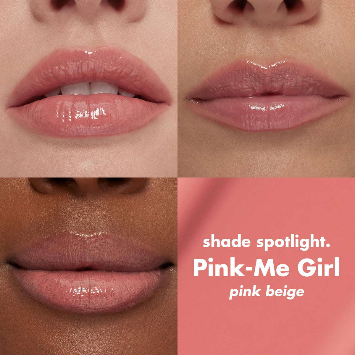 Multiple lip gloss swatches showcasing e.l.f. Sun Boss Gloss in Pink-Me Girl. High-quality finish available at Curat Cart.