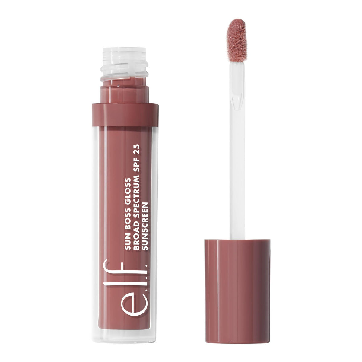 e.l.f. Sun Boss Gloss in sleek official packaging, offering broad spectrum SPF 25 sun protection. Available at Curat Cart.