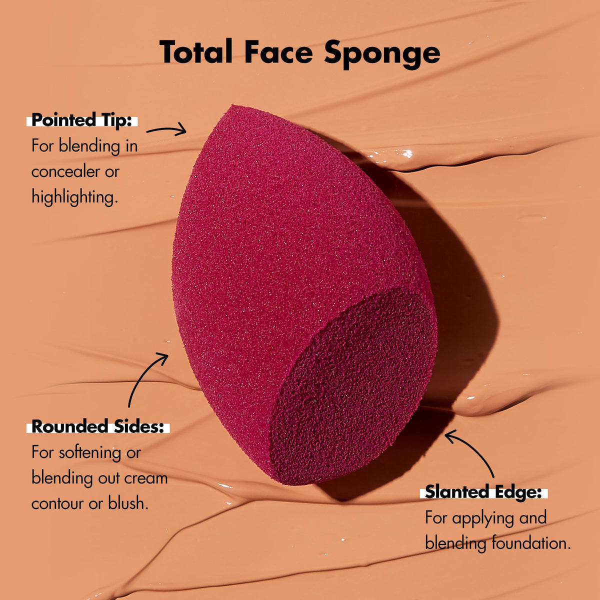 e.l.f. Total Face Blending Sponge for seamless makeup application. 100% Authentic, Available at Curat Cart in India.