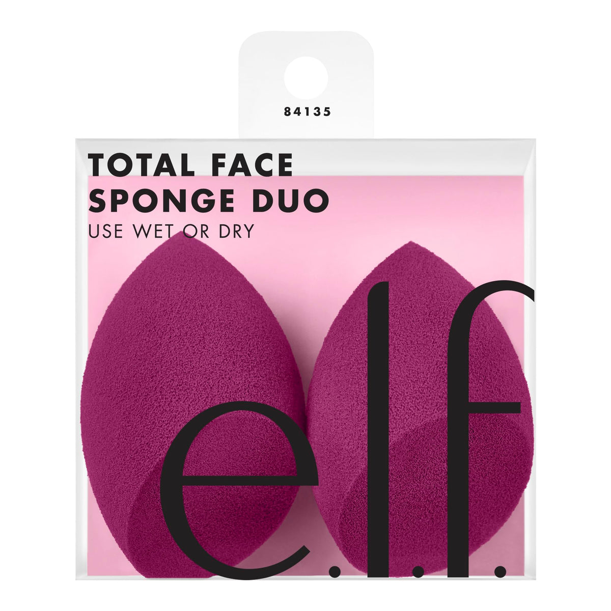e.l.f. Total Face Blending Sponge duo in premium import packaging, ideal for flawless makeup application. Available at Curat Cart.