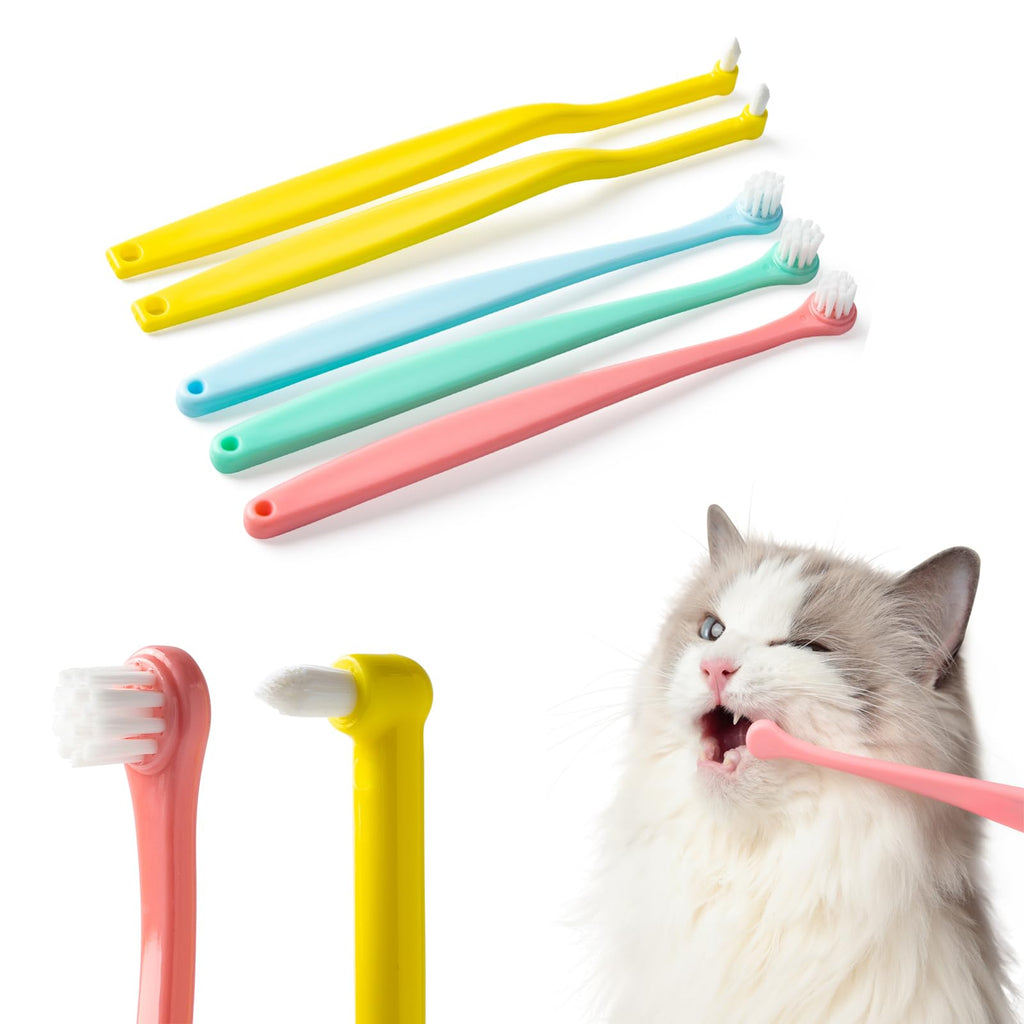 Emmeliestella Small Dog Cat Toothbrush in vibrant colors, a premium import from Curat Cart, perfect for your pet's dental care.
