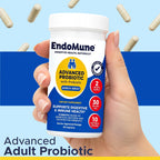 EndoMune Advanced Probiotic Supplement in hand, supports digestive health, 100% Authentic, available at Curat Cart.