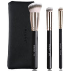 Set of ENERGY concealer brushes in an elegant black pouch, ideal for flawless under-eye application and blending.