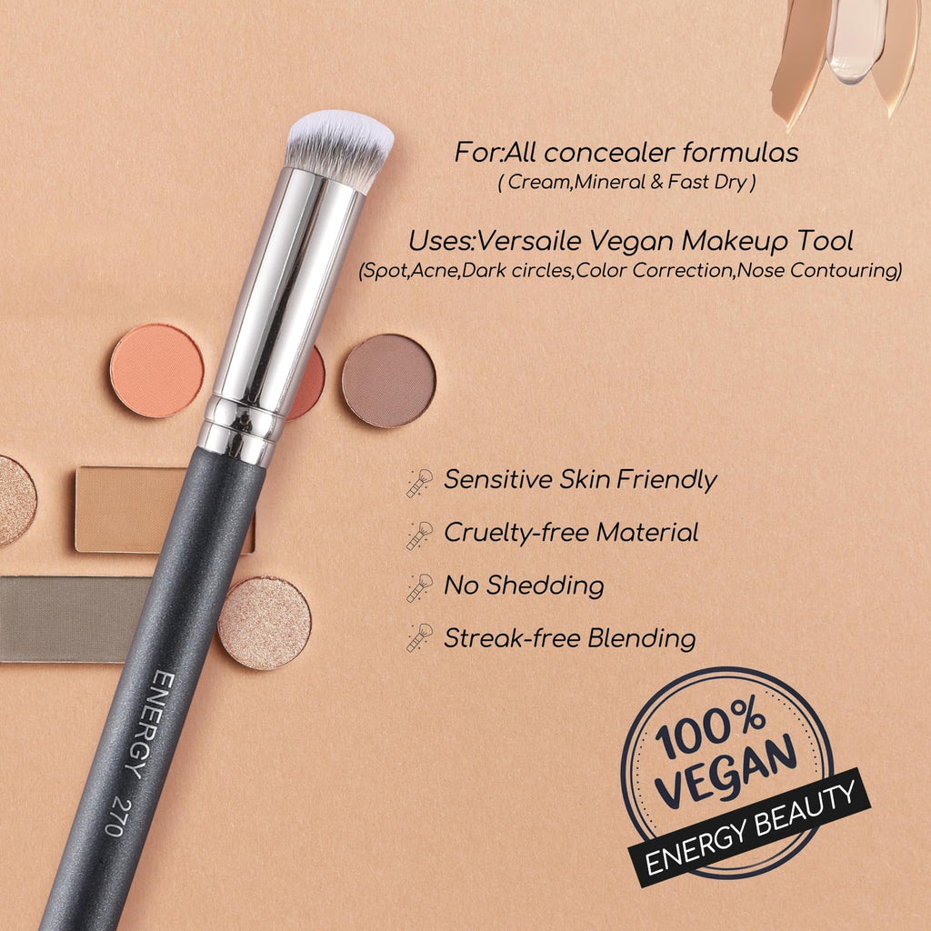 ENERGY mini concealer brush for all formulas. Sensitivity-friendly, cruelty-free, streak-free blending, 100% vegan.