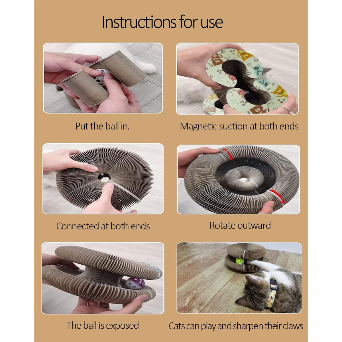 Engaging instructions for Enkman Kitty Kurlz Cat Scratcher, perfect for enriching your cat's playtime. Available at Curat Cart.