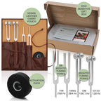 High-quality ENSO Resonance Tuning Forks for Healing in vegan leather pouch, presented in eco-sensitive gift box. Available at Curat Cart.