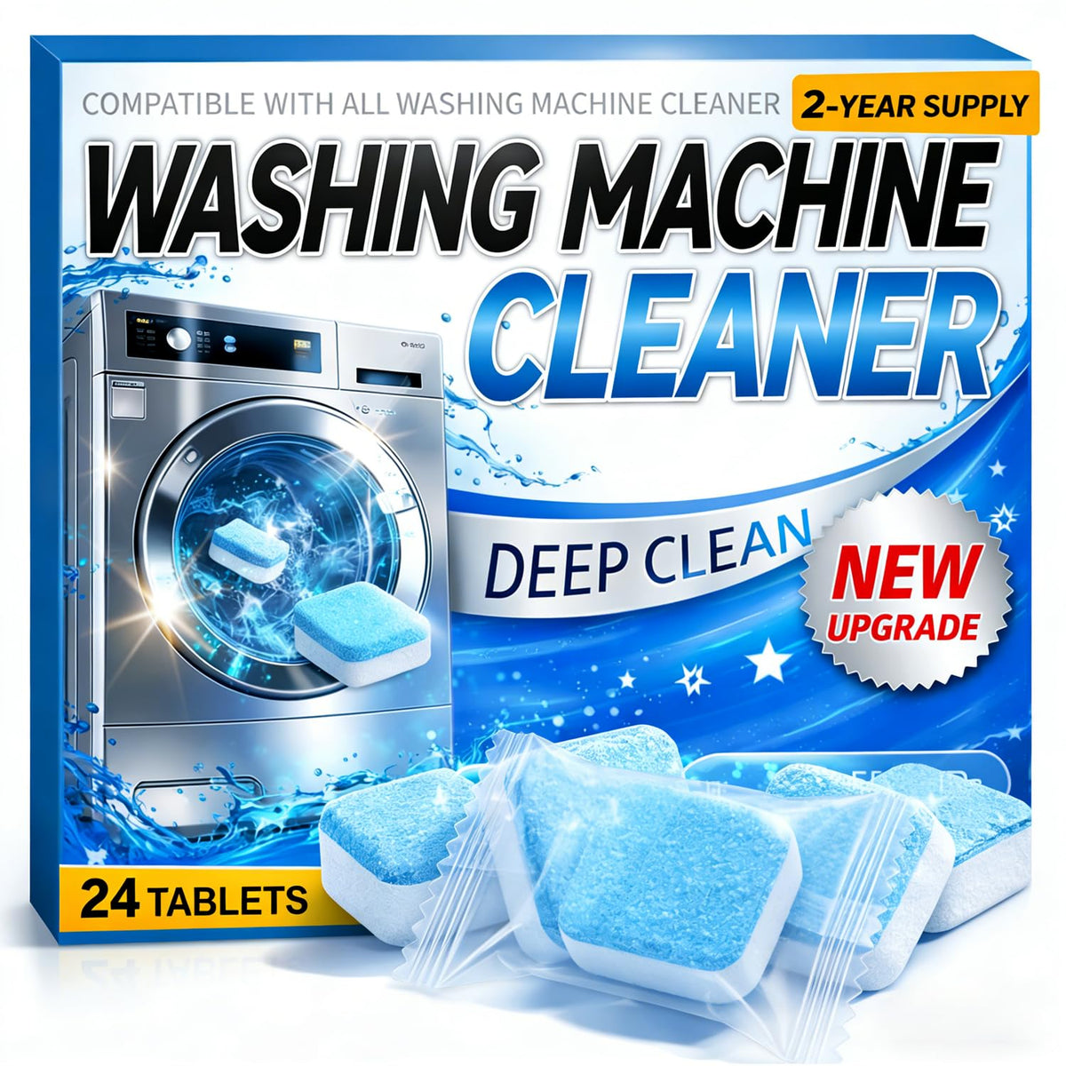 Premium imported Enzyme Washing Machine Cleaner, featuring 24 tablets for a deep clean. Available at Curat Cart.
